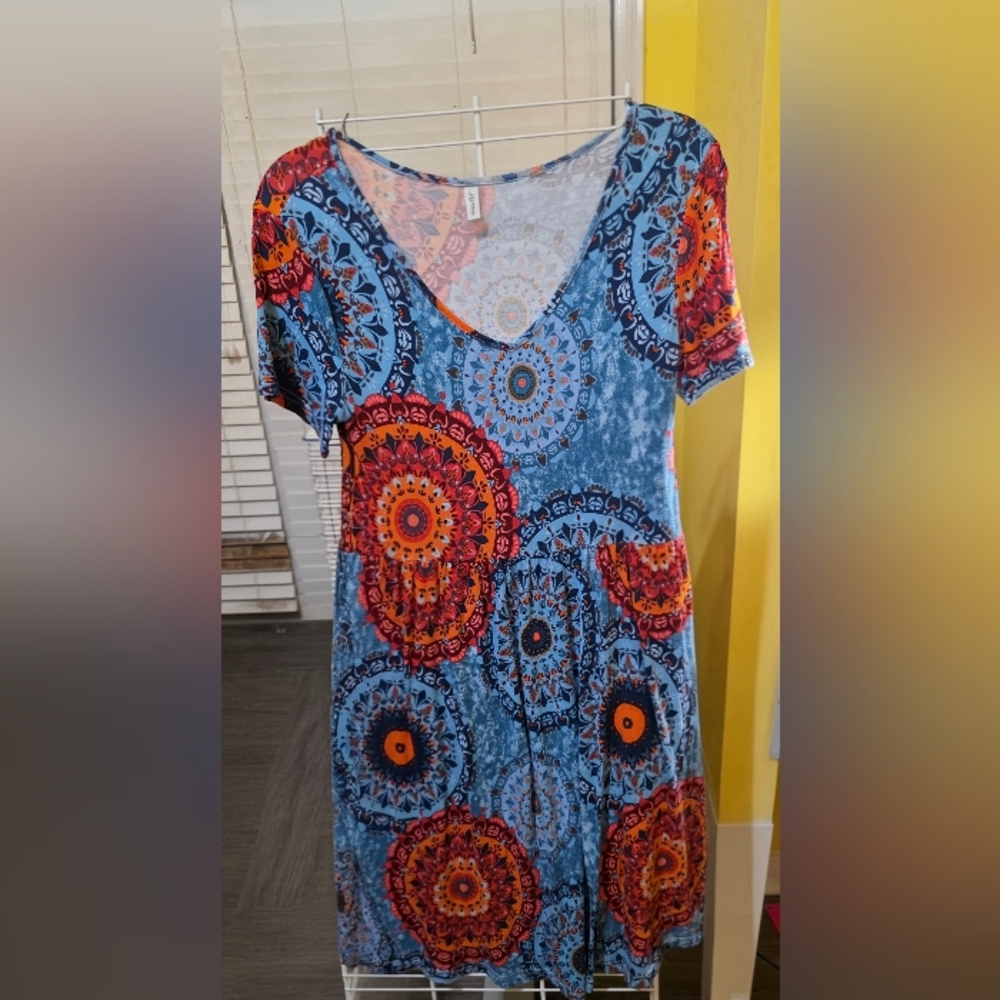 Vibrant Blue and Orange Women's Top